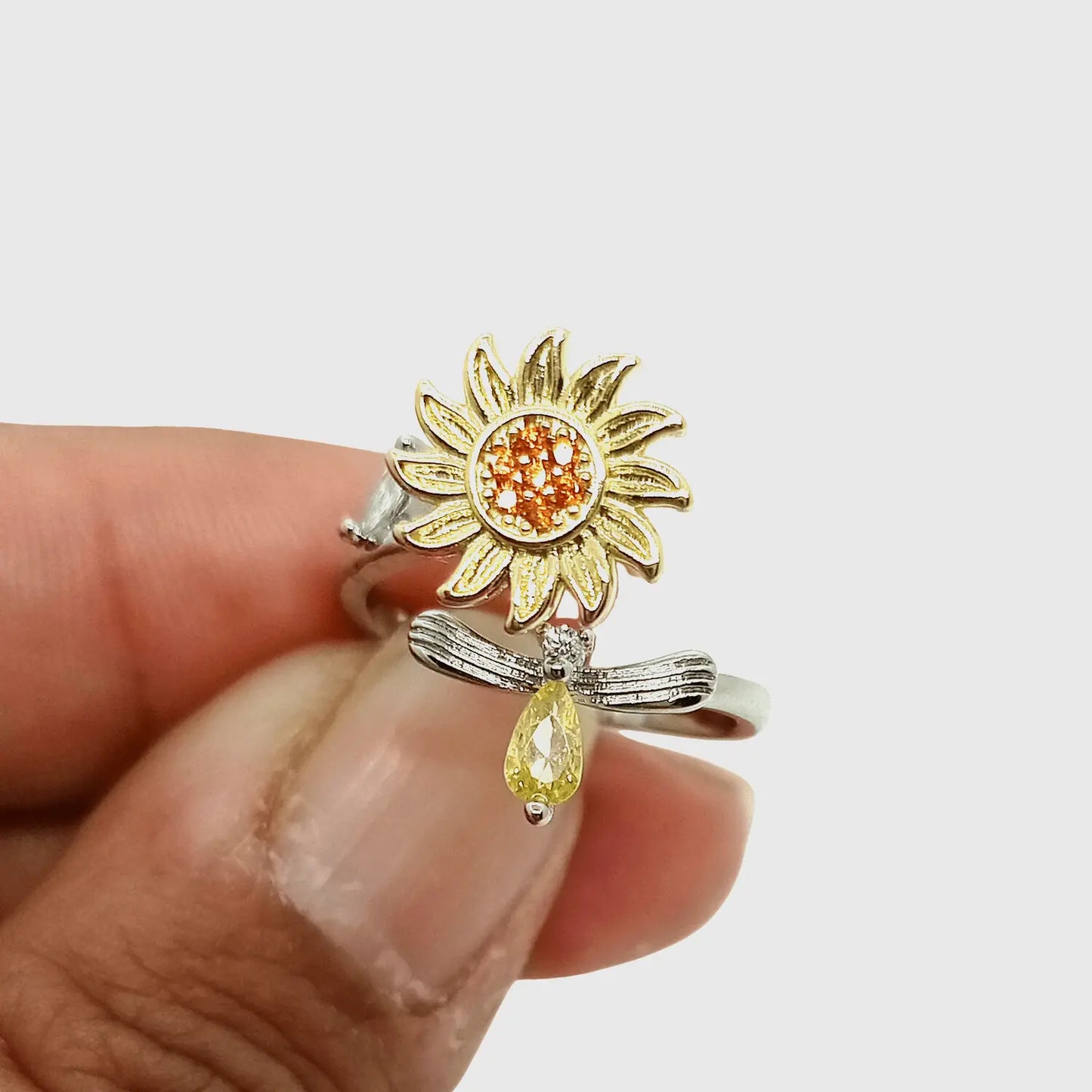 ANILLO ABEJA GIRATORIO GIRASOL 🌻