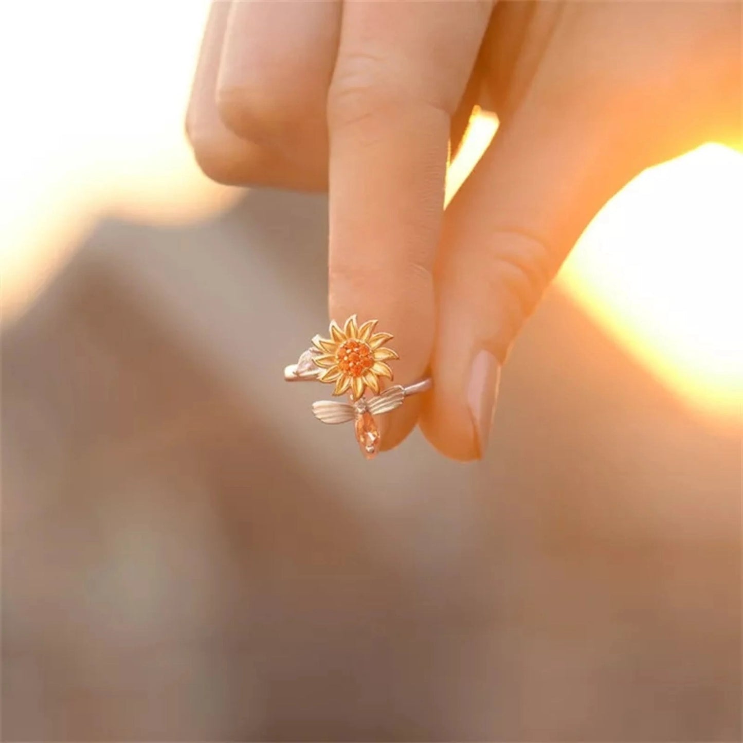 ANILLO ABEJA GIRATORIO GIRASOL 🌻