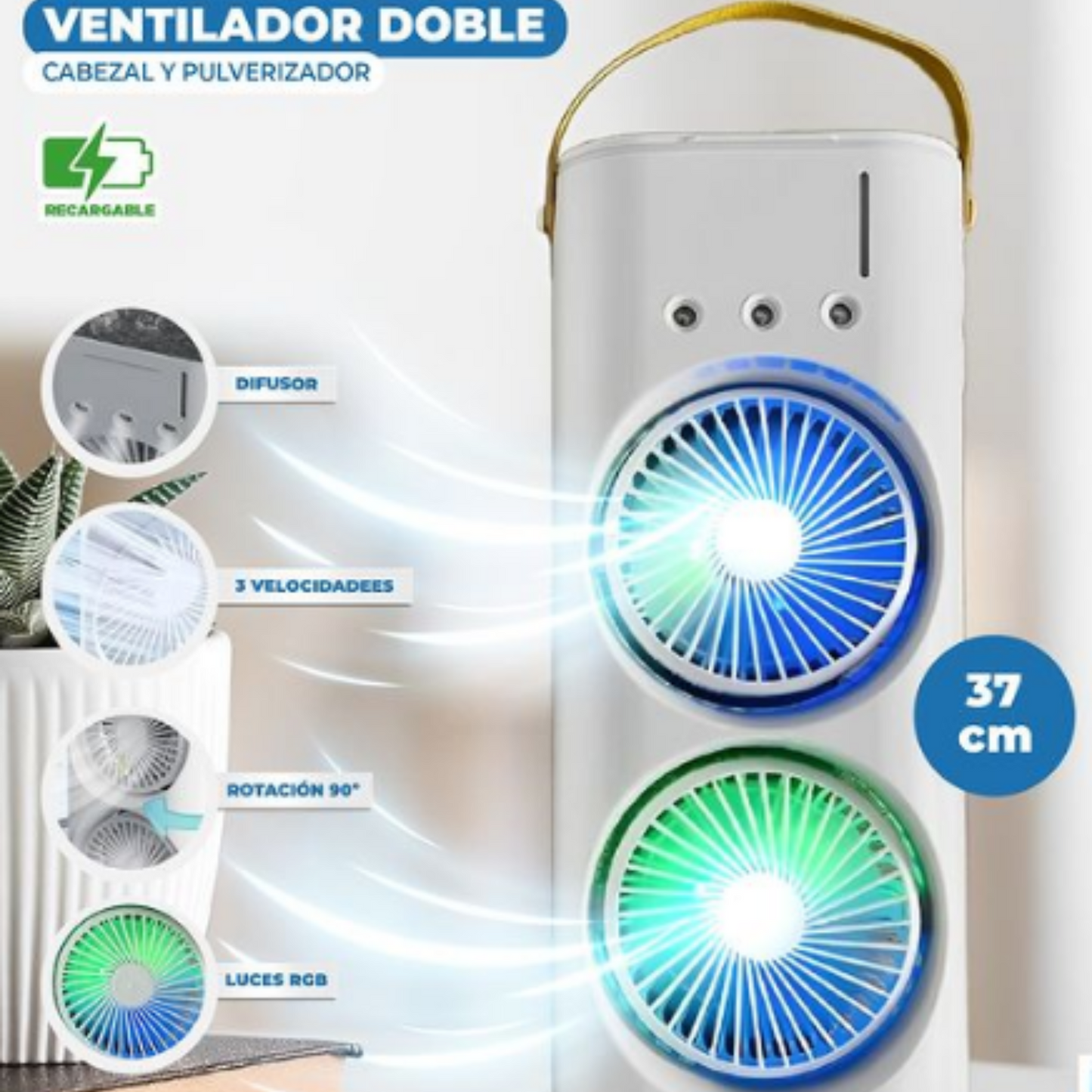 Increíble Ventilador Doble con humificador